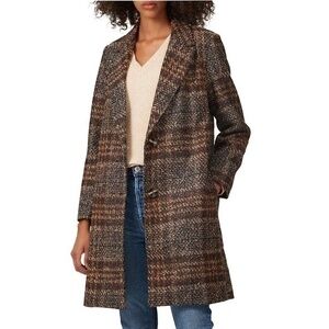 EUC Heartloom Dana Plaid Boucle Tailored Coat Brown XS